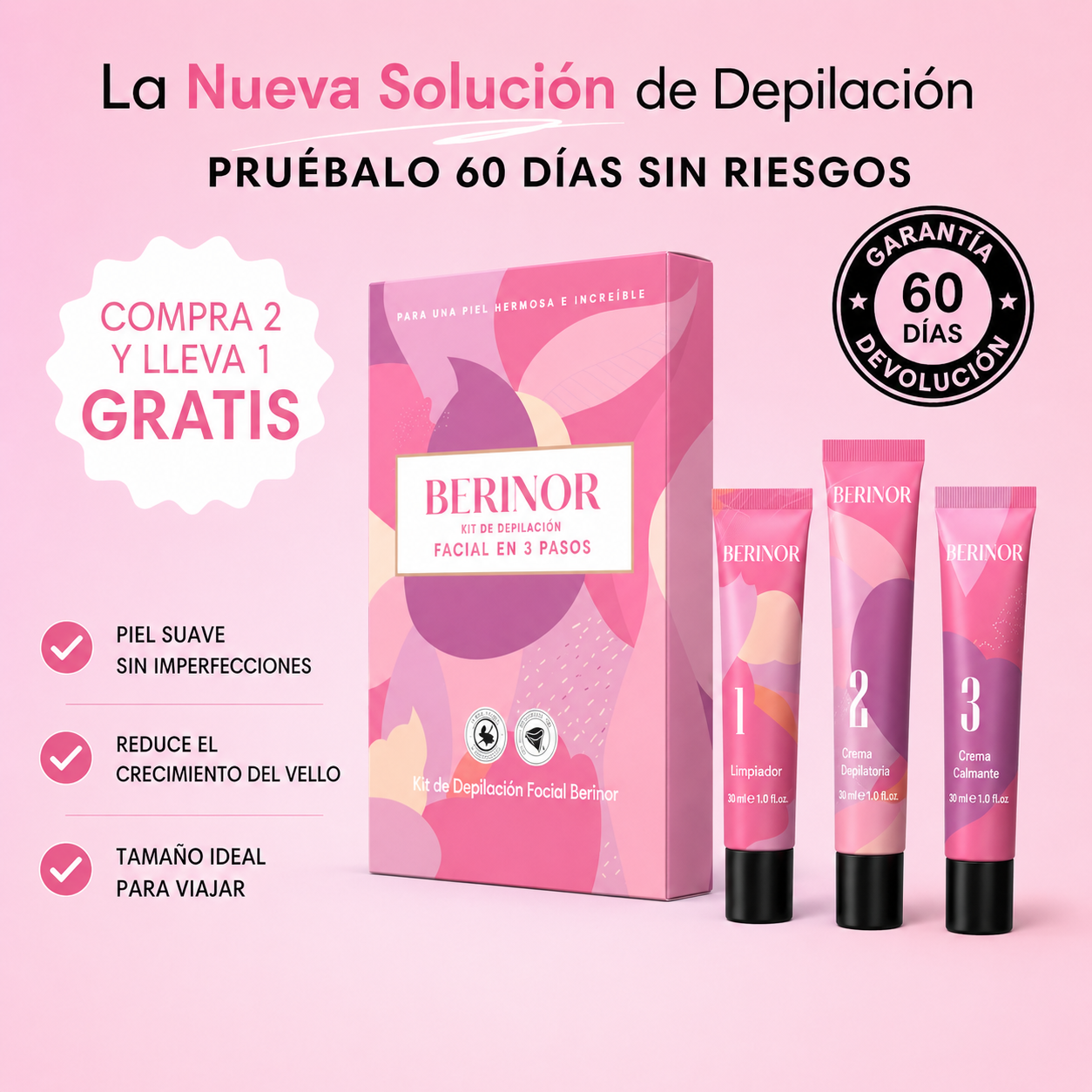 BERINOR Smooth™ Sistema de Depilación Facial 3 Pasos