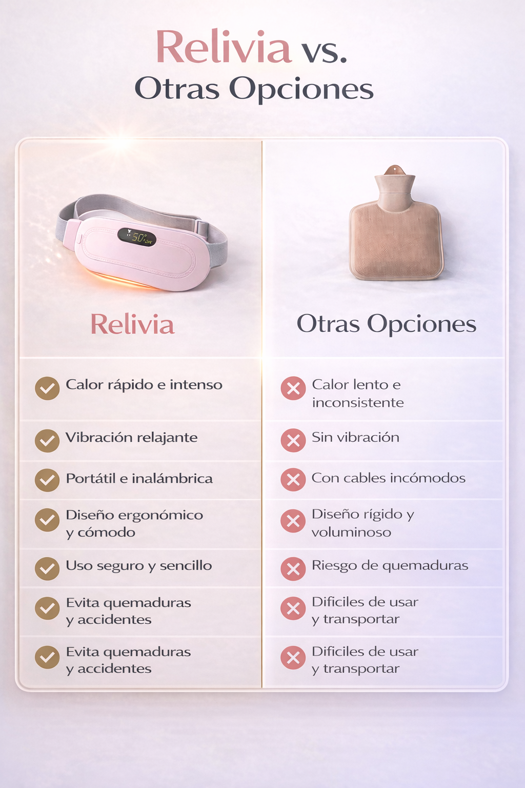 Relivia - Almohadilla térmica para cólicos con alivio inmediato